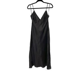 Watters &‎ Watters Black Slip Adjustable Spaghetti Strap Dress